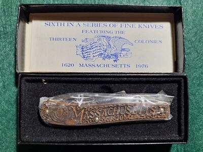 CUCHILLO RARO SCHRADE EE. UU./PARKER FROST LE 13 COLONIAS MASSACHUSETTS NOS 1 DE 3000 Foto 1 de 4