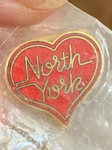 North York Red Gold Tone Heart Shaped Lapel Pin Enamel - Picture 1 of 2
