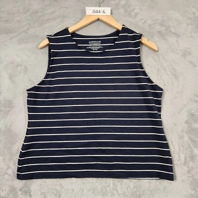 Adrienne Vittadini MUJER TOP TALLA XL RAYAS SIN MANGAS ELÁSTICO AZUL RAYÓN NYLON Foto 1 de 4