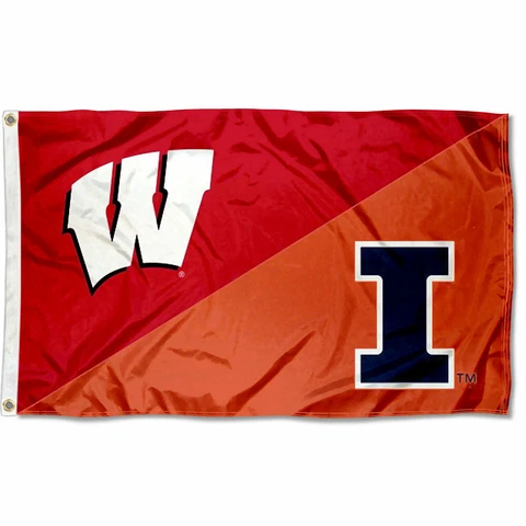 Wisconsin vs Illinois House Divided 3x5 Flag Banner Cover