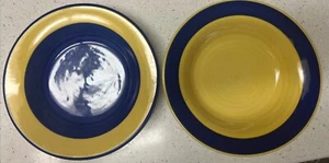 Two (2) Vintage Coors China Pottery Blue And Yellow Soup Bowls Good Condition - Picture 1 of 5