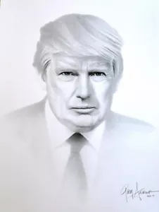 President Donald Trump charcoal drawing Print by Gary Saderup 17'x13" New - Picture 1 of 5
