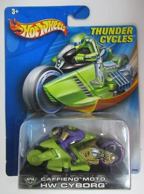 2003 Hot Wheels Thunder Cycles Green Caffiend Moto HW Cyborg - Image 1 of 4
