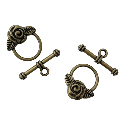 10 juegos de broches de palanca de flor de bronce envejecido 19 mm fornituras de cuentas Foto 1 de 3