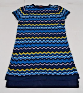 Dress Missoni For Target Size M 2011 2 Layer Blue Yellow Zig Zag Knit - Picture 1 of 11