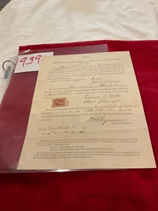 939 CIVIL WAR DRAFT EXEMPTION HARTFORD CONNECTICUT 1865 C WASHINGTON TAX STAMP - Picture 1 of 9