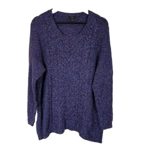 Talbots Purple Sweater 2XP Fisherman Cable Knit Zip Side Merino Wool Aran Plus - Picture 1 of 12