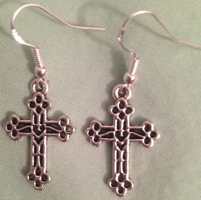 PENDIENTES CRUZADOS - Estaño con Alambres de Plata de Ley (o GP) Foto 1 de 4