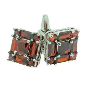 Gemelli Argento Vino Rosso Quadrato Matrimonio da Uomo Paio Gemelli 17mm x 17mm - Foto 1 di 7