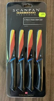 Scanpan 4 Piece Steak Knife Set Germany Soft Touch Spectrum Danish Design - Image 1 of 4