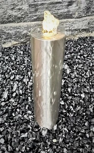 Säulenbrunnen 40 / 10 cm rund Edelstahl matt gebürstet incl. LED Gartenbrunnen - Bild 1 von 2