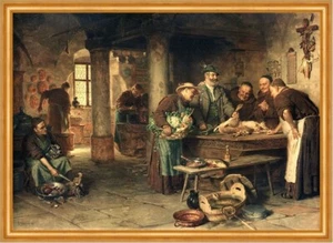 In der Klosterküche Mönch Jäger Eduard Theodor Ritter von Grützner A3 01 Gerahmt - Bild 1 von 1