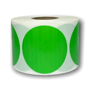 Zebra / Rollo 1.75" Direct Thermal Green Round Labels 1" Core 2 RLS of 800 EA - Picture 1 of 3