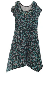 Girls Size 12 Floral Dress choppy wavy uneven bottom very cute - Picture 1 of 7