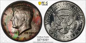 1969 D Kennedy Half Dollar PCGS MS65 mit Trueview End Roll Toner - Bild 1 von 7