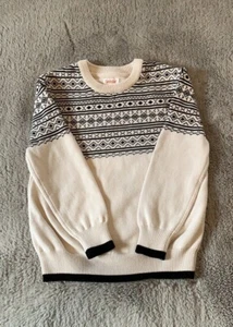 Cat & Jack Ivory And Black Fair Isle Sweater Boys Size S (6-7) Ski Winter Snow - Picture 1 of 6
