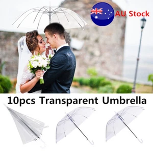 10X Clear Umbrellas Rain Transparent Umbrellas for White Bridal Party Men Women - Picture 1 of 13