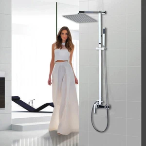 US 8" Bathroom Shower Faucet Set Valve Rain Hand Sprayer Wall Mounted Mixer Tap - Picture 1 of 11