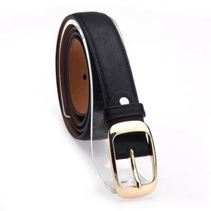 Women Leopard Black Leather Pin Buckle Strap Waist Belt Jeans Pants Waistband L - Picture 1 of 19
