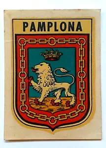 Antigua Calcomania Escudo Pamplona . Buen Estado - Imagen 1 de 2