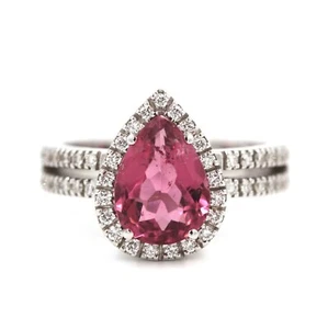 Ring Infije aus Weißgold 18k Mit Rubellit Fallen und Diamanten Schnitt Brillan - Bild 1 von 5