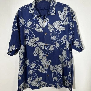Tommy Bahama Mens XL Hawaiian Silk Shirt Button Up Short Floral Blue - Picture 1 of 12