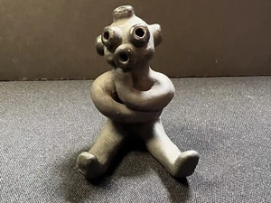 Unique Antique Signed Mudhead Black Ware Pottery Figure Statue - Picture 1 of 10