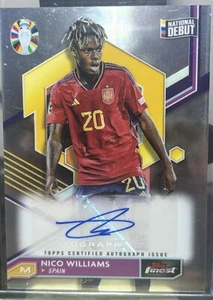 NICO WILLIAMS DEBUT AUTO! 2023-24 TOPPS FINEST UEFA EURO 2024 REFRACTOR SPAIN RC - Picture 1 of 2