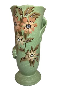 Vintage Brentleigh Flaxton England Art Pottery Hand Painted Vase 10" Tall - Picture 1 of 12