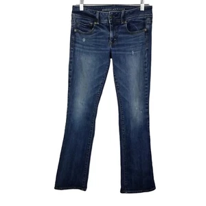 American Eagle Damen 6 Kick Boot Distressed Dark Wash Jeans - Bild 1 von 6