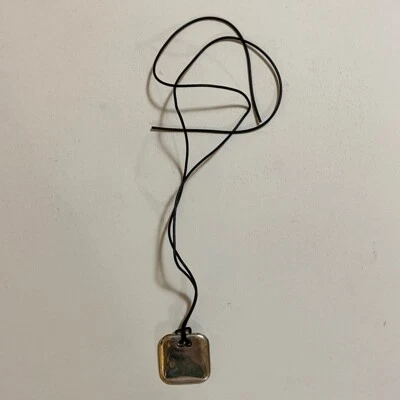 Collana Pendente Pendaglio Quadrato Angoli Arrotondati Argento Y2K Alternative - Immagine 1 di 4