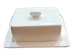 10 Strawberry Street Classic White Butter Dish With Handle - Picture 1 of 6