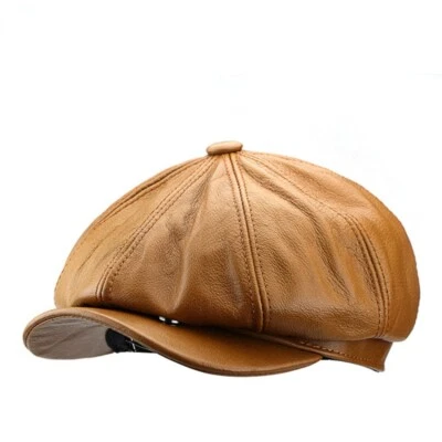 Women Men Leather Newsboy Hat Cap Baker Boy Cabbie Beret Unisex Fashion New - Image 1 of 4