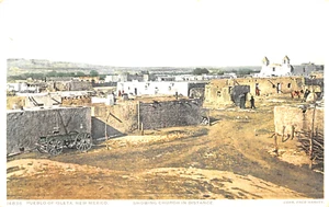 #H4110 PUEBLO DE ISLETA, N.M. POSTAL, IGLESIA A DISTANCIA - Imagen 1 de 2