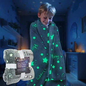 Glow in the Dark Throw Blanket,Super Soft Cozy Furry Plush Fleece Blanket Decora - Picture 1 of 12