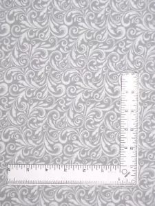 Quilted Kitties Swirl Fabric by Henry Glass Vine Swirls Gray Cotton By The Yard - Picture 1 of 1
