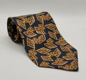 Silk Tie Retro Blue And Beige Pattern Hathaway - Picture 1 of 4
