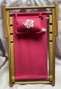 Build A Bear Strandsessel rosa klappbar verstellbar Holzpuppe Strandspiel - Bild 1 von 6
