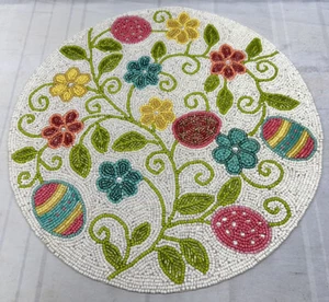 Easter eggs floral Beaded Placemats Charger White Pink 15" Chaby chic new - Picture 1 of 4