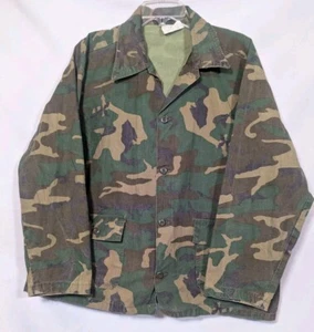 Vintage ROBETT MFG Camouflage Knopfleiste Baumwolle SHIRT Herren XL Militär Woodland LS Armee - Bild 1 von 8