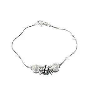 Brazalete bola cadena serpiente corte D plata esterlina - CAJA DE REGALO - Imagen 1 de 1