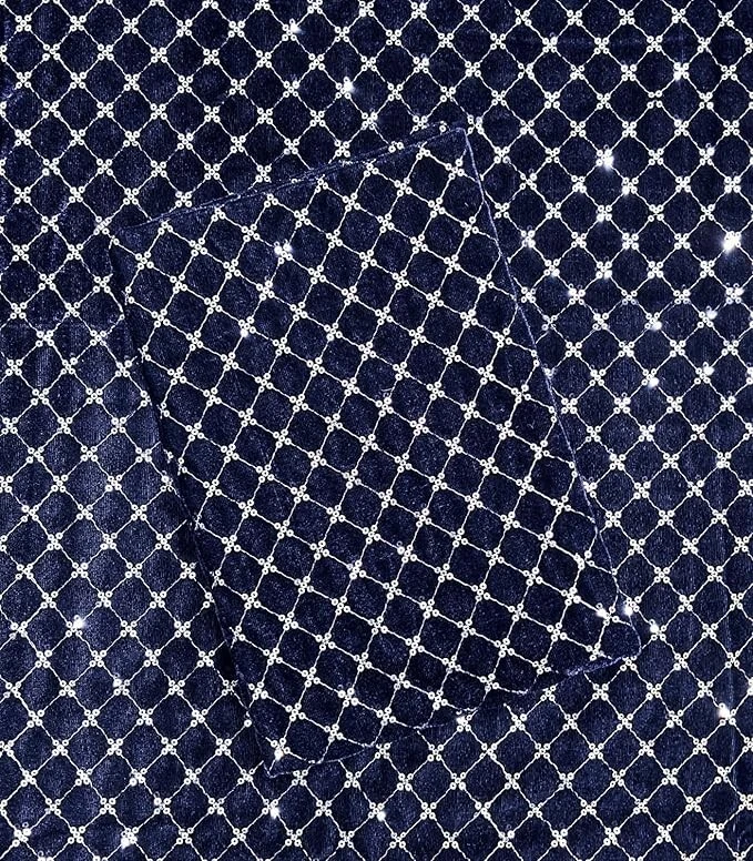 6Y Indian Velvet Fabric Tunic Dressmaking Embroidered Material Sewing Fabric 51" - Image 1 of 1