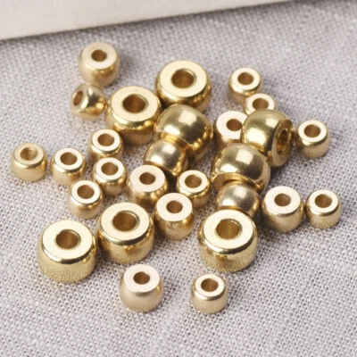 5x3mm 6x4mm 8x5mm Gold Cylinder Solid Loose Metal Brass Spacer Craft Beads Lot - Image 1 of 4