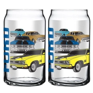 127008 FORD VINTAGE CARS MUSCLE CARS SET OF 2 485ML CAN SHAPED DRINKING GLASSES - Picture 1 of 1