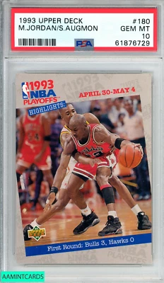 1993 年 UPPER DECK 迈克尔·乔丹 斯泰西·奥格蒙 #180 名堂 PSA 10 GEM MT — 第 1/3 张图片
