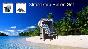 Set beach chair castors 4 x brake PU wheels ø50mm, *trac-free* incl. screws - Picture 1 of 1