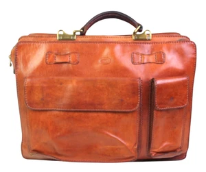 VTG Larella BROWN GENUINE LEATHER LAPTOP BRIEFCASE BUSINESS DOCUMENTS ORGANIZER - Picture 1 of 16
