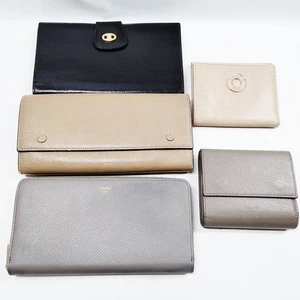 Celine Cartera Larga Billetera Juego de 5 Cuero Beige 1022851 - Imagen 1 de 11
