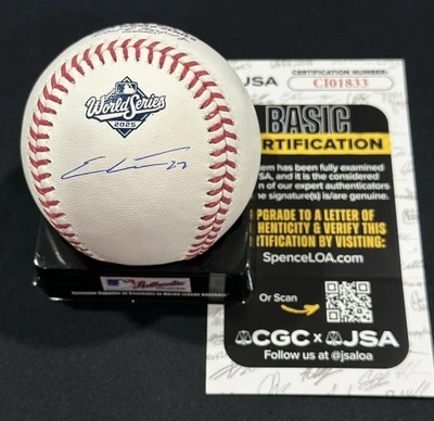Ernie Clement Signed 2025 World Series Baseball Autographed Blue Jays JSA COA - Image 1 of 2