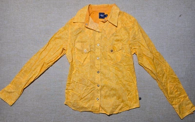 Camisa Western Cruel Girl para mujer M amarilla floral cachemira botones de perlas a presión Foto 1 de 4